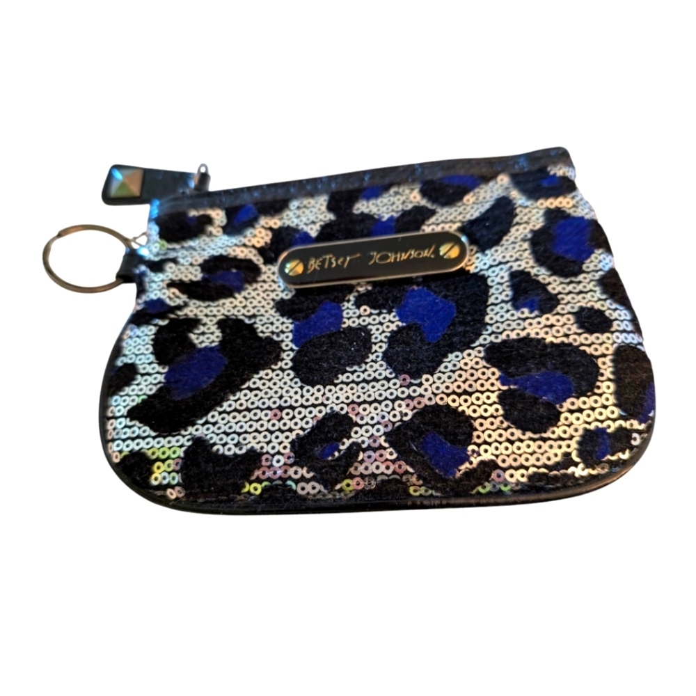 Betsey Johnson Blue/Purple and Black Sequin Pouch